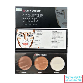 Phấn tạo khối CITY COLOR 3 ô Contour Effects 100g giúp tạo khối hoàn hảo [Chính Hãng]