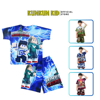 Quần áo bé trai Thun lạnh in hoạt hình Minecarft Kunkun Kid TP773-1031-1032-1045 - Đồ bộ trẻ em size đại 10kg - 60kg