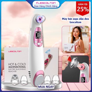 Máy hút mụn đầu đen cầm tay mini Lescolton gồm cả chế độ máy massage mặt nóng lạnh đa năng kèm 5 đầu hút