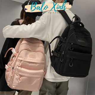 Balo đi học nam nữ unisex basic trơn trắng đen hồng xinh xắn thời trang hàn quốc chất dày dặn size to đựng laptop BLX112