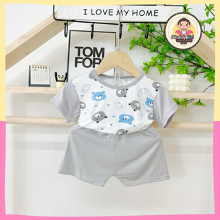 Bộ cộc tay chú gấu dâu đáng yêu cùng các hoạ tiết cho bé Dâu Tây Kid, vải thun lạnh, DAUTAY05
