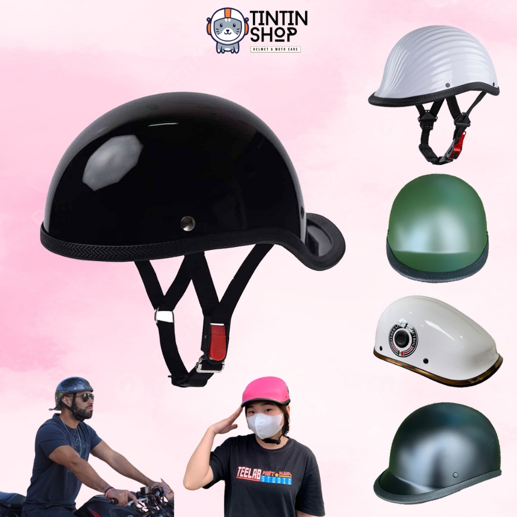 Mũ Bảo Hiểm Nửa Đầu Đội Ngược Gangster, 1/2 Vỏ Sò, Đua Ngựa, Beret Mẫu Thể Thao, Thời Trang Dạo Phố