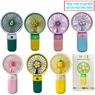 Quạt cầm tay mini tích điện, có đế để bàn dùng trong trang điểm, nối mi (có kèm dây sạc USB)