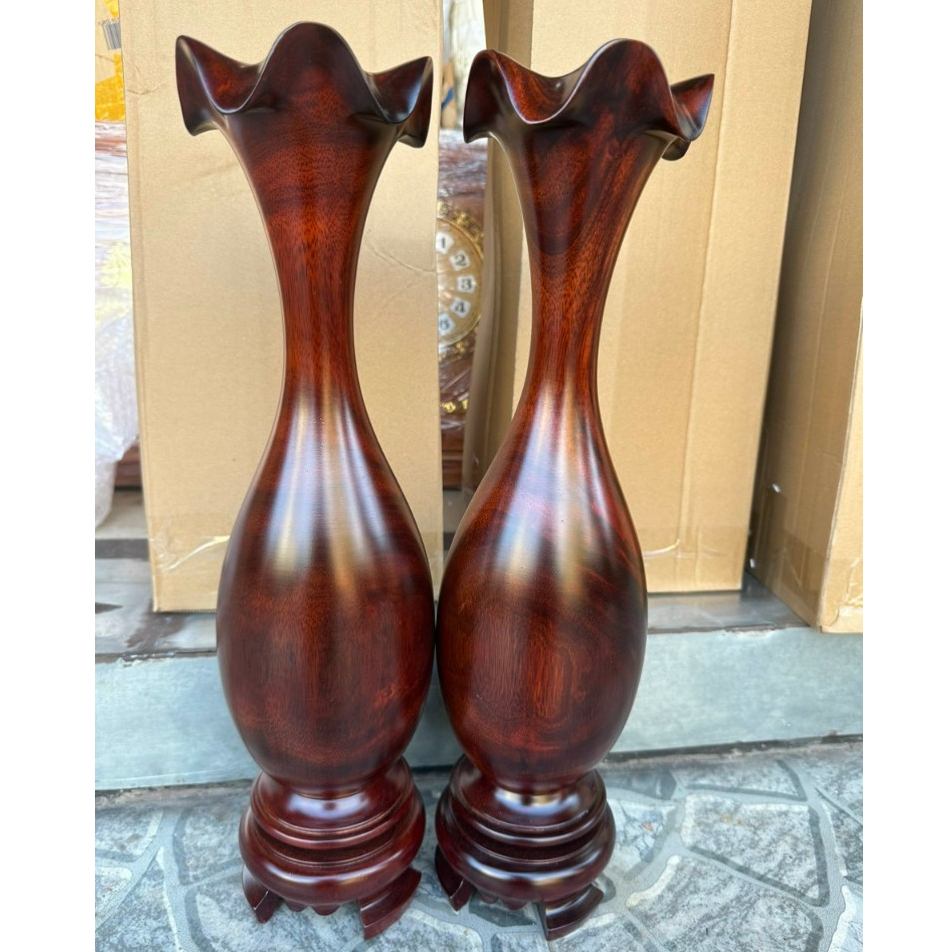 Lục bình gỗ phong thuỷ - Cặp Lục bình gỗ lim nguyên khối siêu đẹp cao 50cm