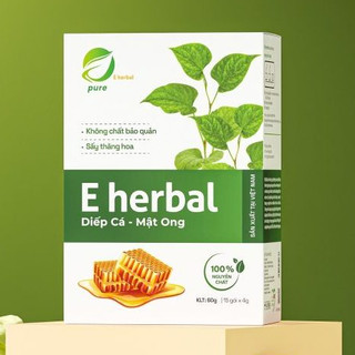 Hộp Diếp cá MẬT ONG sấy thăng hoa Eherbal 60g (15 gói x 4g) Tăng cường trí nhớ, giảm lo âu căng thẳng chứng mất ngủ