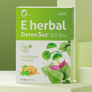 Hộp DETOX 3 IN 1 + Rau má, diếp cá, tía tô MẬT ONG sấy thăng hoa Eherbal 60g (15 gói x 4g)