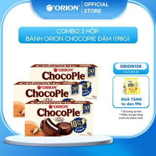Combo 3 hộp 6 gói bánh Orion ChocoPie ĐẬM vị ca cao
