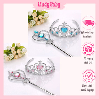 Vương miện, gậy thần công chúa Elsa- Phụ kiện công chúa cho bé gái