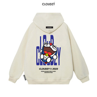 Áo hoodie local brand nam nữ unisex cặp đôi nỉ ngoại cotton form rộng có mũ xám zip CLOUDZY DORAEMON