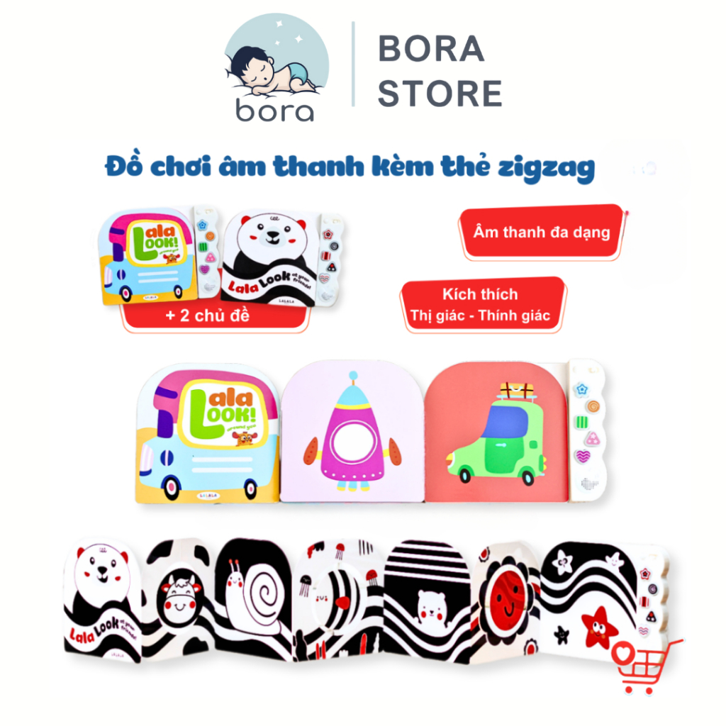 Sách âm thanh Lalalook đồ chơi giúp kích thích, phát triển não bộ thị giác cho bé sơ sinh