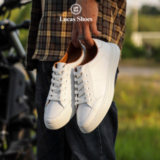 Giày Sneaker trắng nam LC2101 White Lucas Shoes thể thao đế khâu cao 3,5cm, dễ phối đồ - BH 12 tháng