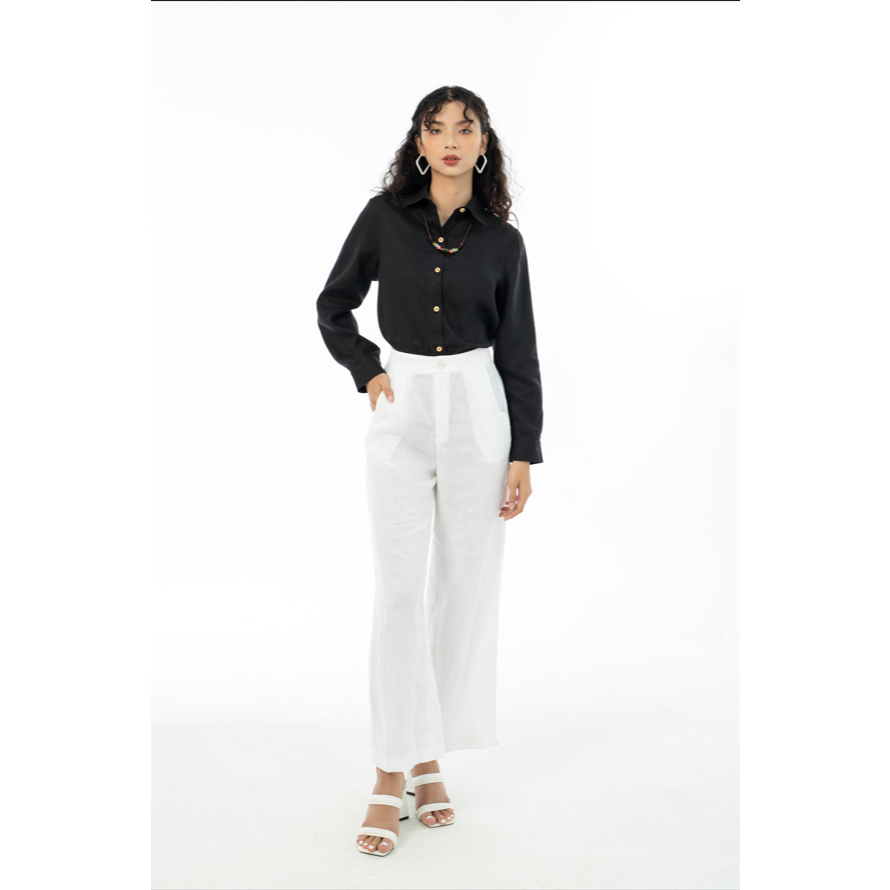 Quần Linen Ống Suông Túi Góc Vuông HQ2005 Quần Nữ Dài Suông Vải Linen Xinh Xắn - Thời Trang Hoa Đô