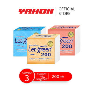 Combo 3 bao khăn giấy lụa let-green 200 tờ/bao, tiết kiệm, tiện lợi