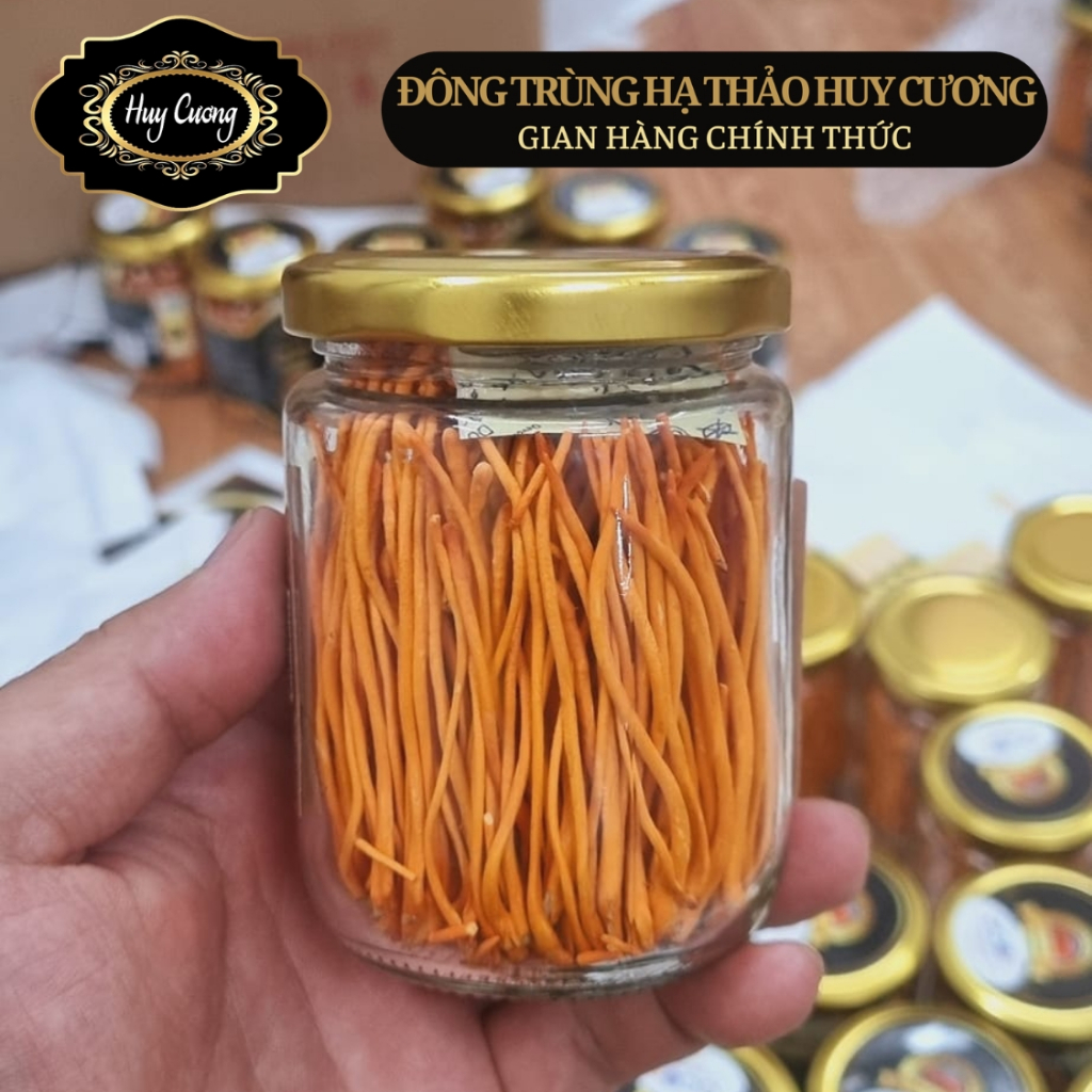 Nấm Đông trùng hạ thảo sấy khô thăng hoa, sợi đẹp loại 1 10g. Đông trùng hạ thảo Huy Cương ngâm rượu