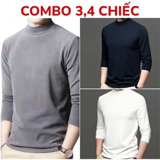 Combo 3 Áo Giữ Nhiệt Nam HML Lót Lông Dày Ấm Trắng Đen Xám