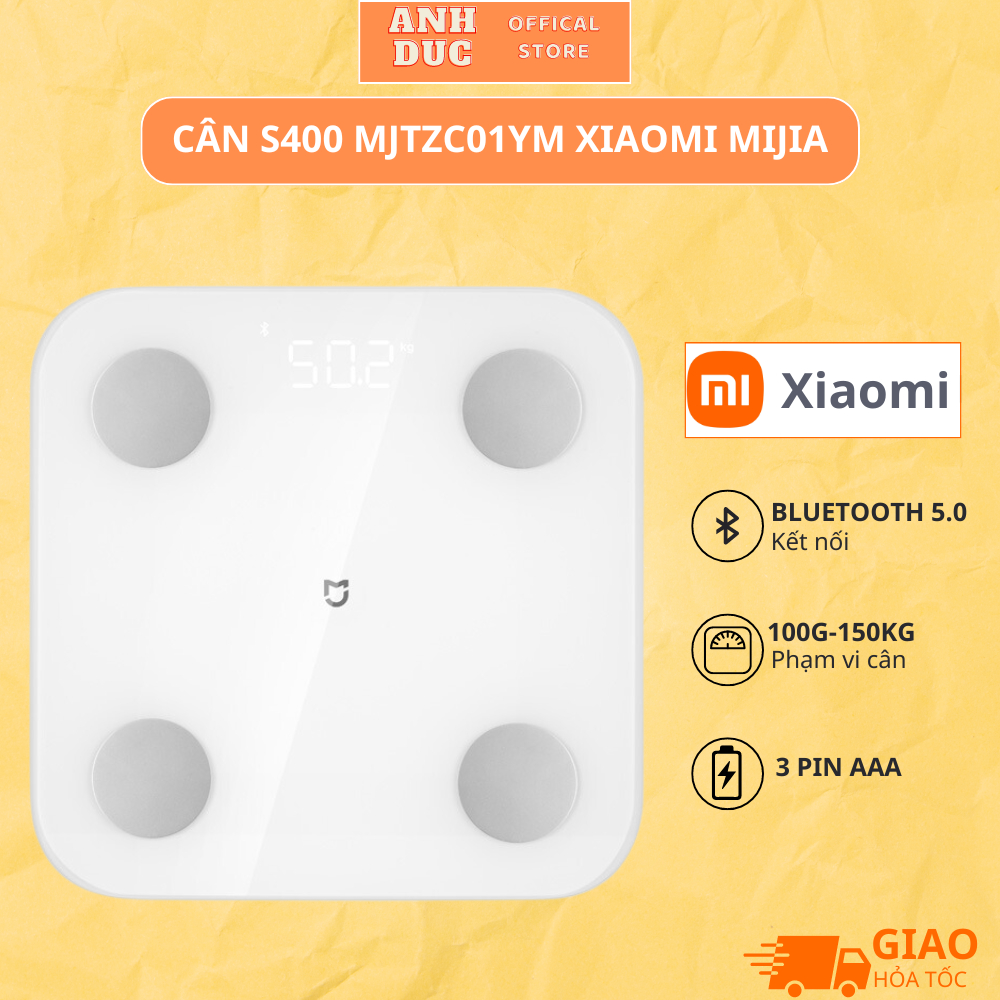 Cân Sức Khỏe Điện Tử Thông Minh Xiaomi Mijia S400 ,Mặt Kính Cường Lực Chịu Lực,Đo 25 Chỉ Số Cơ Thể,K