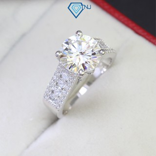  Nhẫn bạc nữ kim cương Moissanite 10mm xi bạch kim kiểm định GRA bản to cao cấp NNM0047 - Trang Sức TNJ 