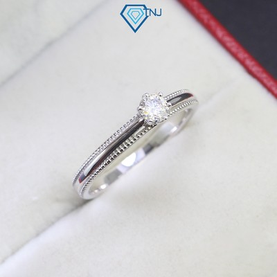 Nhẫn nữ bạc Moissanite 4.5ly xi bạch kim kèm thẻ tra cứu đẹp lấp lánh, xinh xắn NNM0050 - Trang Sức TNJ
