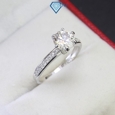 Nhẫn nữ Moissanite bạc, nhẫn cầu hôn 7ly cao cấp kèm thẻ tra cứu khắc tên miễn phí NNM0049 - Trang Sức TNJ