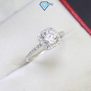 Nhẫn nữ kim cương Moissanite 6ly mặt đá vuông xi bạch kim kiểm định GRA sang trọng NNM0052 -  Trang Sức TNJ