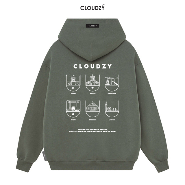 Áo hoodie nam nữ local brand unisex cặp đôi nỉ ngoại cotton form rộng có mũ xám đen CLOUDZY NATION