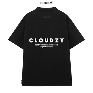 Áo polo tay lỡ nam nữ thun phông có cổ local brand unisex đen trắng oversize  POLO SIGNATURE CLOUDZY