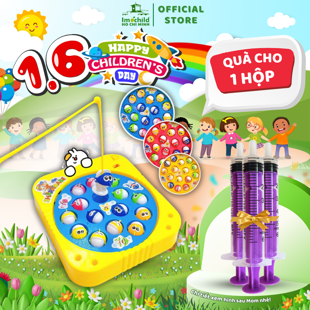 Hộp Đồ Chơi Câu Cá Pin Nam Châm 15 Con, 2 Cần Câu - Đồ Chơi Giáo Dục