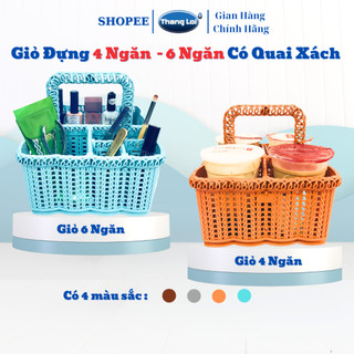  Giỏ đựng nail đựng mỹ phẩm giỏ có quai xách chia 4 ngăn và 6 ngăn tiện ích Nhựa Thắng Lợi 