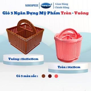  Giỏ nhựa rổ nhựa 3 ngăn có quai xách tiện dụng cho văn phòng tiệm nail tròn vuông Nhựa Thắng Lợi 