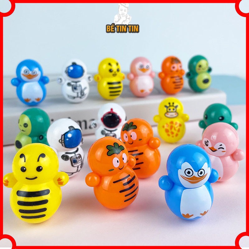 Combo Lật Đật Mini Phi Hành Gia Và Doremon Hello Kitty Ninja Squid Game Đồ Chơi Lật Đật Cho Bé.