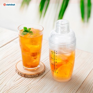 Bình pha chế, bình lắc shaker chia vạch từ nhựa nguyên sinh trong suốt Việt Nhật an toàn tuyệt đối