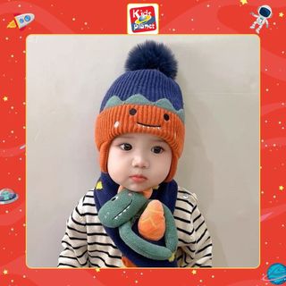 Mũ len kèm khăn quàng đáng yêu cho bé N01500