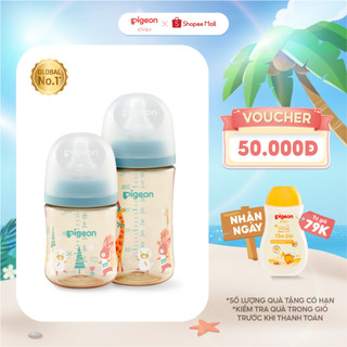 Bình sữa Pigeon PPSU Plus thế hệ III Hình Thú Cưng 160ml/240ml