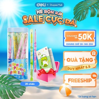 Combo 20 Bút chì khúc Học sinh DELI - Bút Viết Ruột Chì Đốt 2B Ngòi Thay Thế -ChoBé Tập Viết Vẽ Tranh