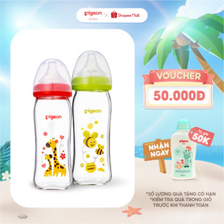 Bình sữa thuỷ tinh Plus Pigeon 240ml (M)