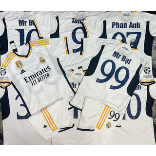  Bộ áo đấu clb Real Madrid 23 24 Sân nhà màu trắng vải thái cao cấp full logo Patch nhung 