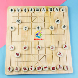 Bộ bàn cờ tướng bằng gỗ thông kèm quân cờ bằng gỗ đường kính 3,2cm