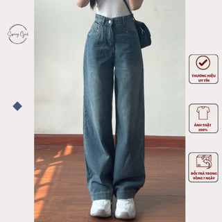 Quần jeans ống suông rộng phong cách cổ điển SPRING Q833/P0K2