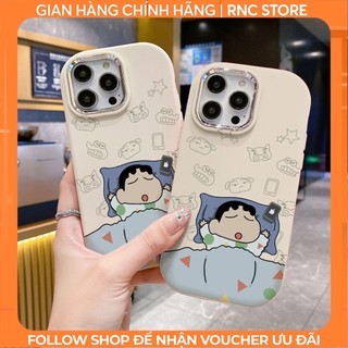 Ốp Lưng Iphone 16 Pro Max/16/15 Pro Max/14 Pro Max/13 Pro Max Viền Bạc Camera Hình Shin Ngủ