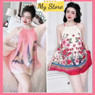 Bộ đùi nữ mặc nhà dễ thương, đồ ngủ 2 dây quyến rũ lụa Latin loại 1 mịn mát thiết kế freesize dưới 62kg MY STORE