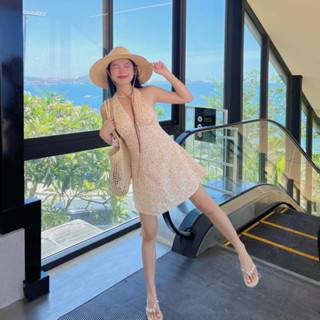 Đầm Cổ Yếm Cột Nơ Hoa Nhí Mùa Hè - Chanmii