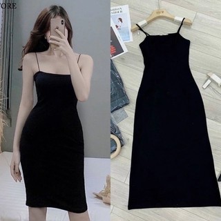 Váy Body 2 Dây Dáng Dài Chất Bo Rip Xịn Co Dãn chất liệu dày dặn
