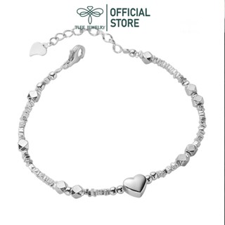 Lắc tay bạc nữ TLEE vòng tay hạt vỡ mix charm tim bóng và hạt bi phay lục giác TLEE JEWELRY LT0207