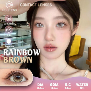 Kính Áp Tròng Lens Mắt Rainbow Brown Nâu Mật Ong 