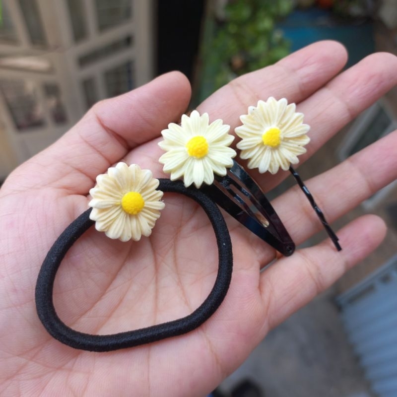Sét 3 món kẹp tóc hoa cúc họa mi