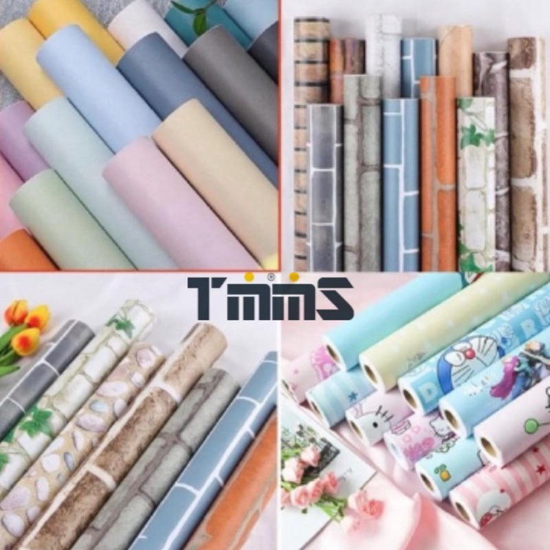 10m Giấy dán tường một màu 10m decal dán tường màu trơn pastel có keo sẵn