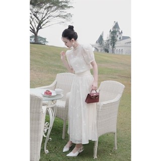 Sét Áo + Váy Voan Tơ Thêu Hoa Phong Cách Tiểu Thư - D0856 TH