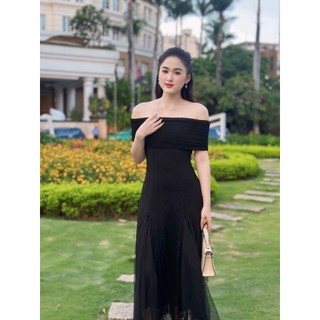 Đầm Maxi Trế Vai Đi Tiệc Phối Lưới Sang Trọng - Mụp Store