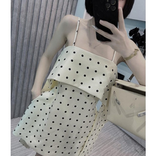 váy lụa hai dây hoạ tiết chấm bi có hàng bigsize