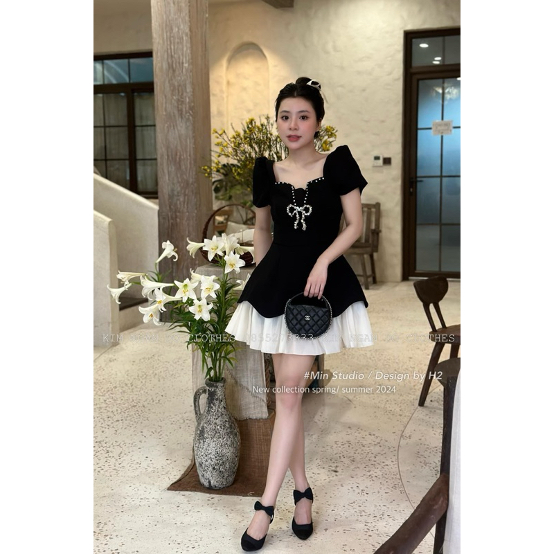Váy nơ đá phối tùng siêu xinh